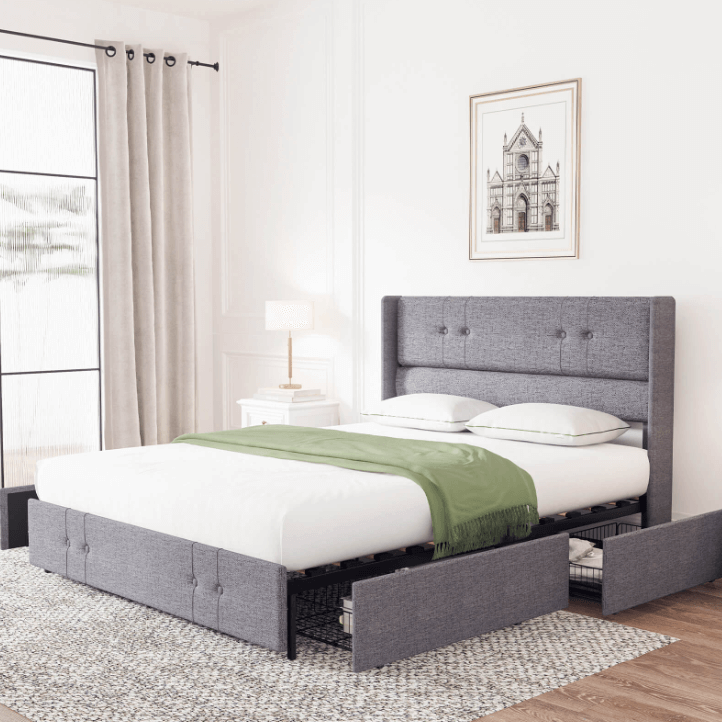 King Bed Frame with Drawers - Maximize Bedroom Storage