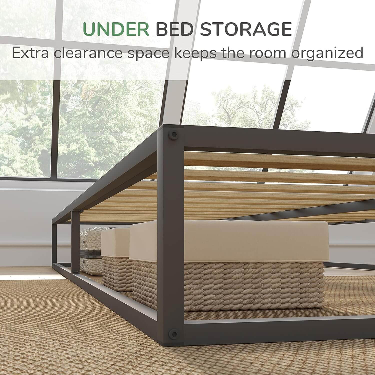 Novilla Metal Platform Bed Frame | No Box Spring Needed | Wood Slats Support | King, Black