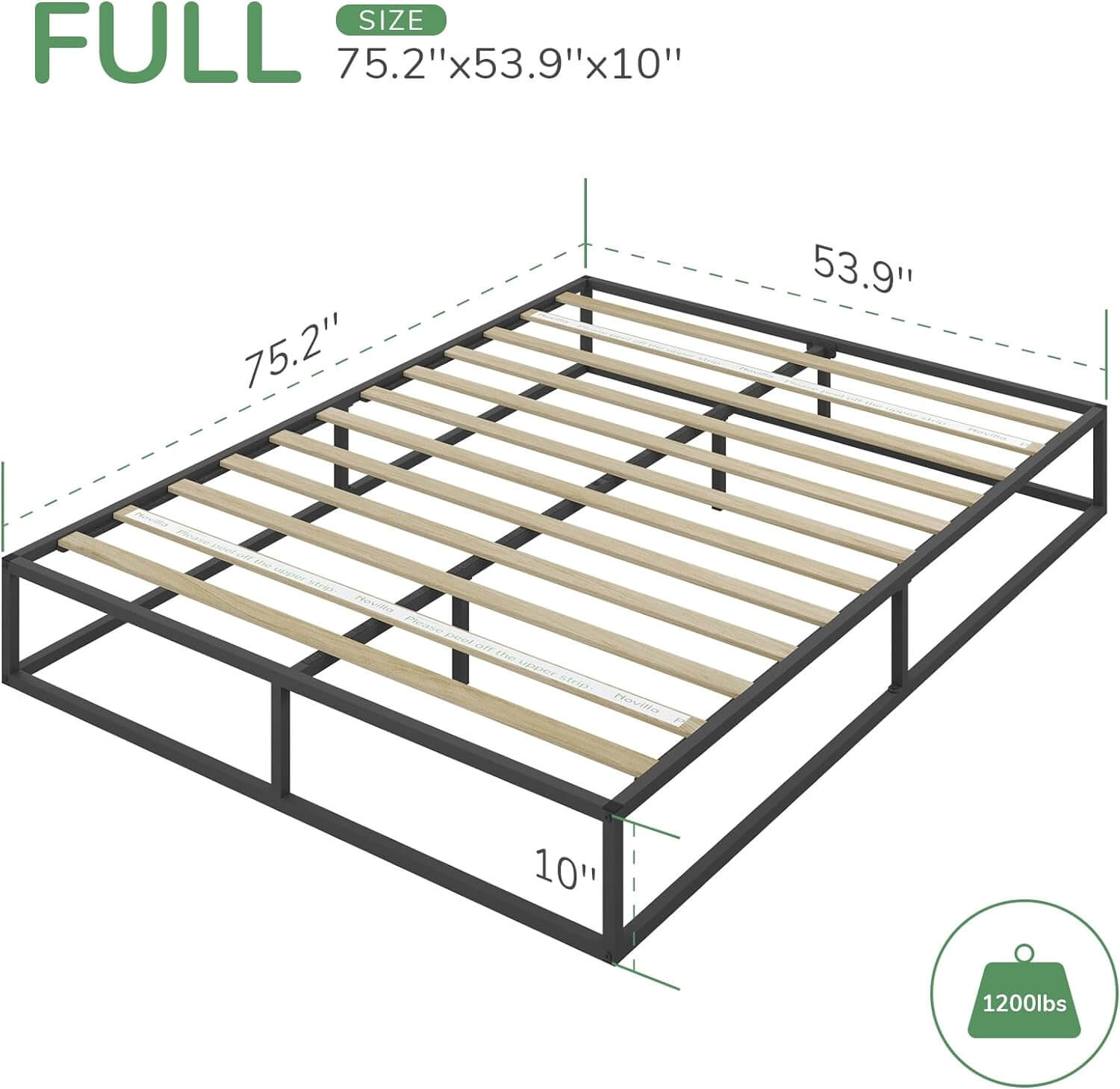 Minimalism Metal Platform Bed Frame with wood slats