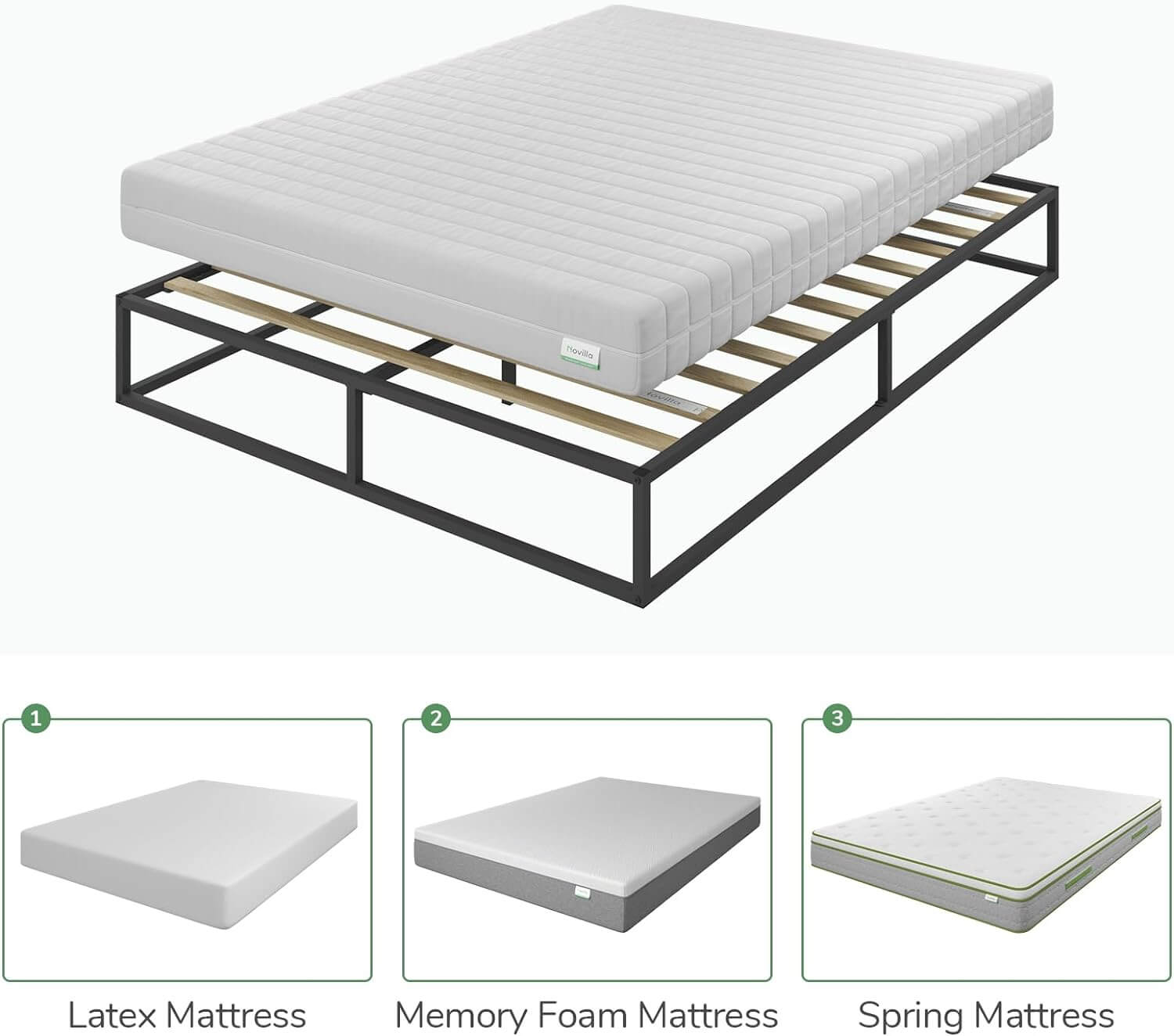 Minimalism Metal Platform Bed Frame with wood slats