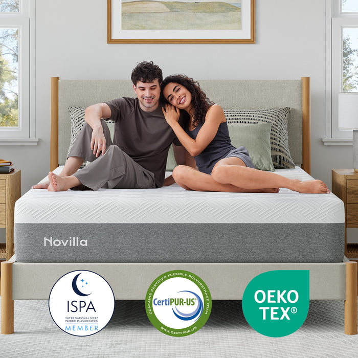 Novilla® White & Gray Bliss Mattress | Cooling Sleep Comfort