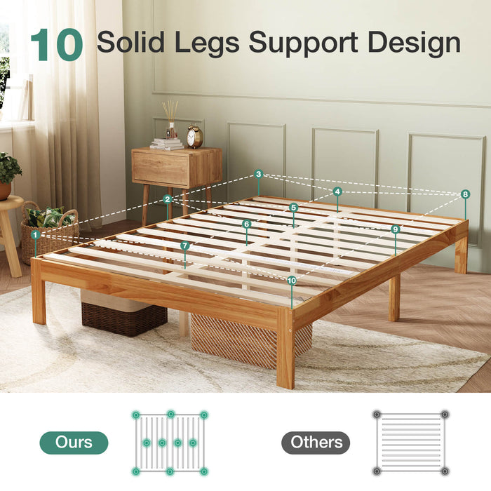 Bliss Foundation Bundle wooden bed frame with 10 solid legs support design, comparing to others' 4-leg design.