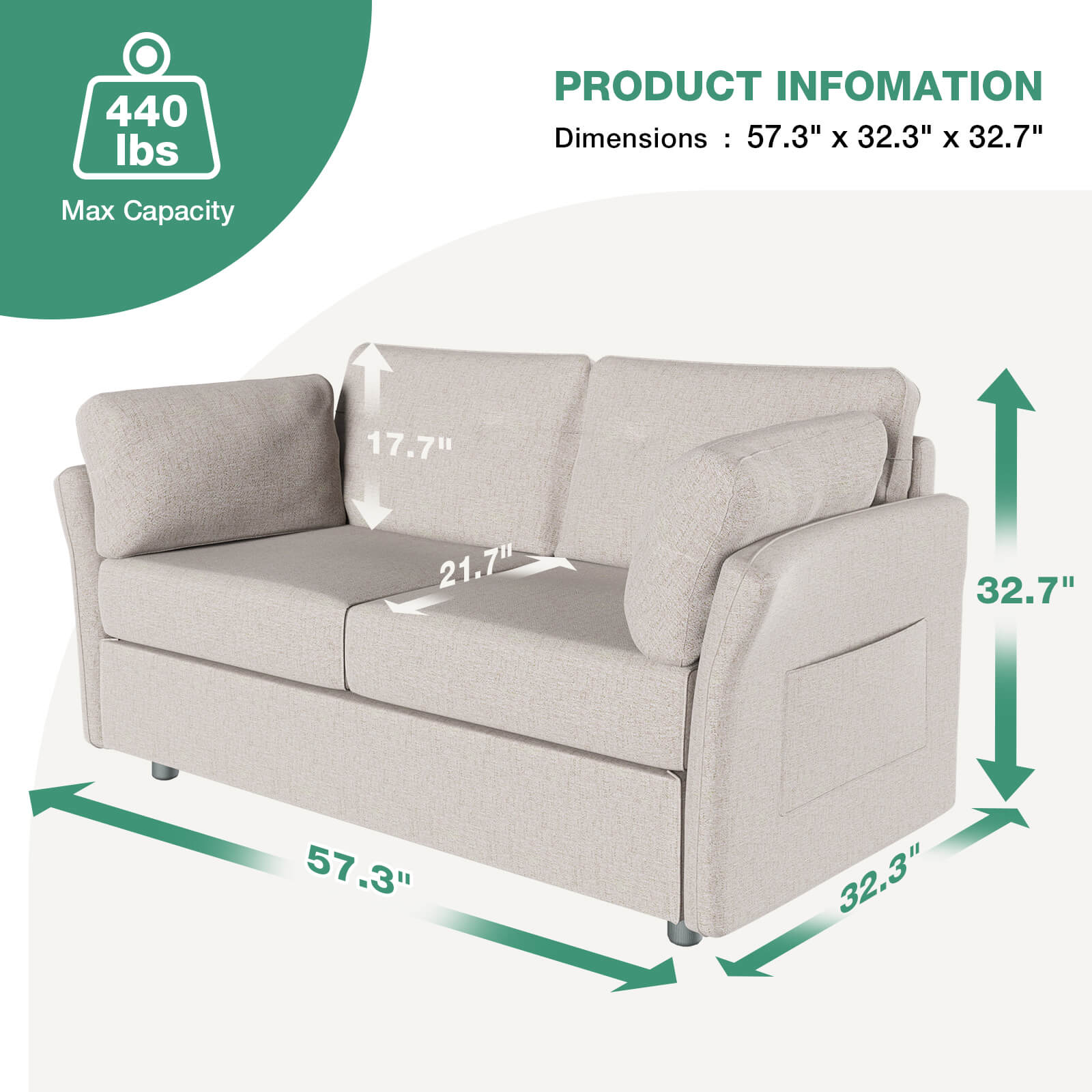 Novilla KIVI 2 Seater Sofa