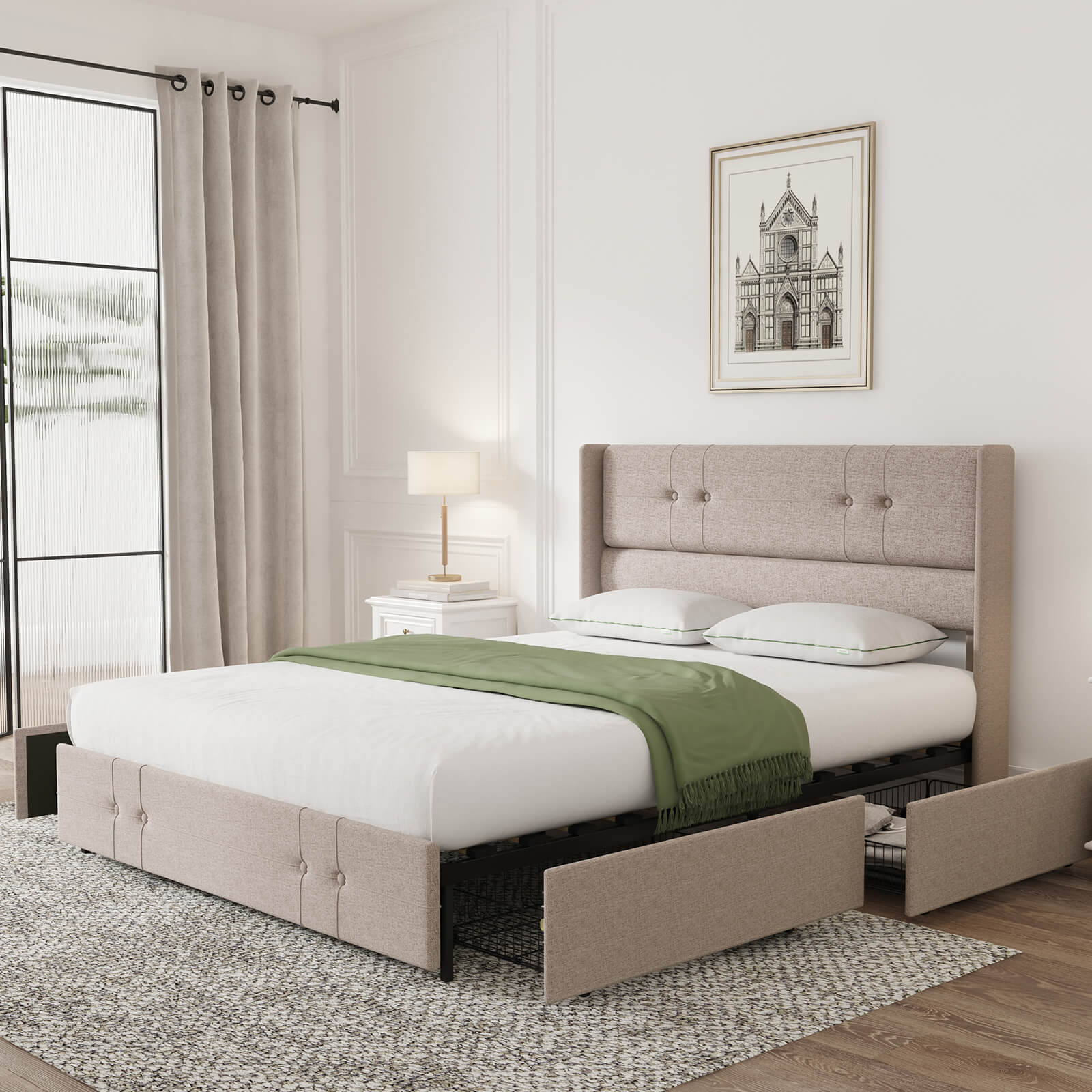 Novilla Practic Bed Frame with Storage Drawers