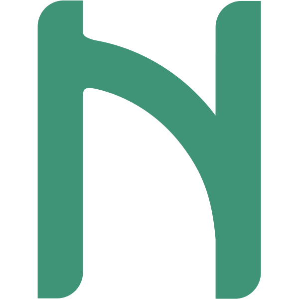 Solid teal letter N with rounded corners on black background, product appearance.