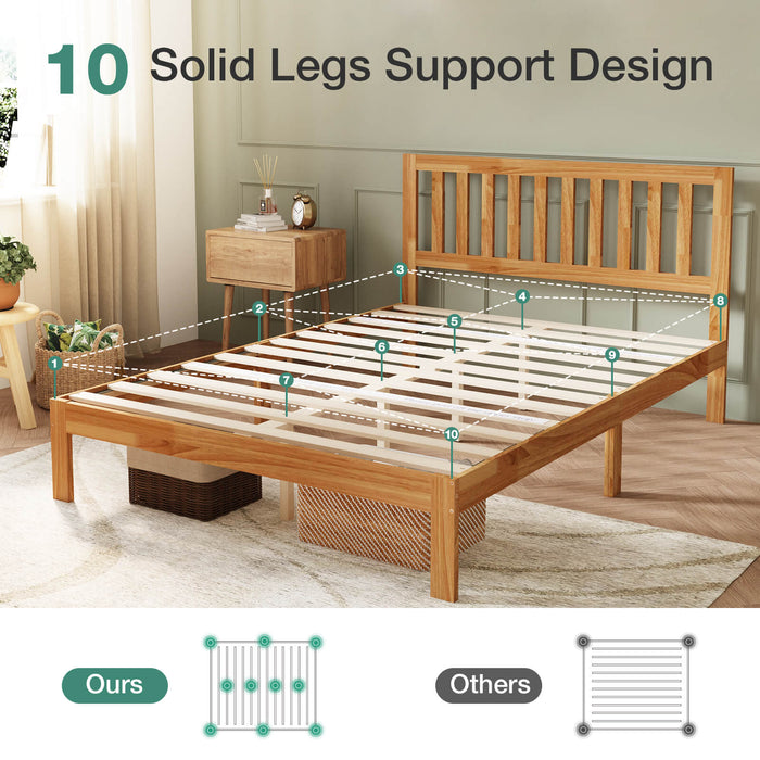 Bliss Classic Bundle wood bed frame with 10 solid legs and slatted design, highlighting support features.