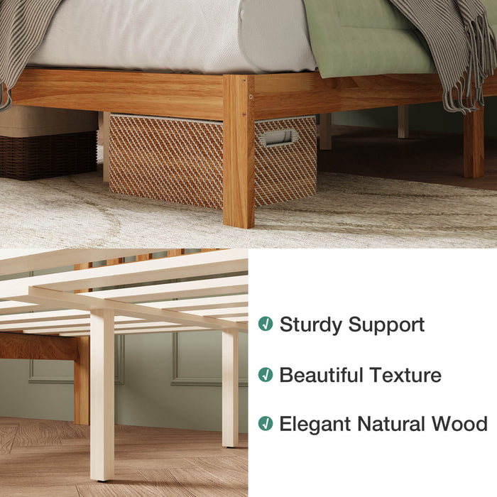 Bliss Classic Bundle natural wood bed frame, showcasing sturdy construction and slatted design for mattress support.