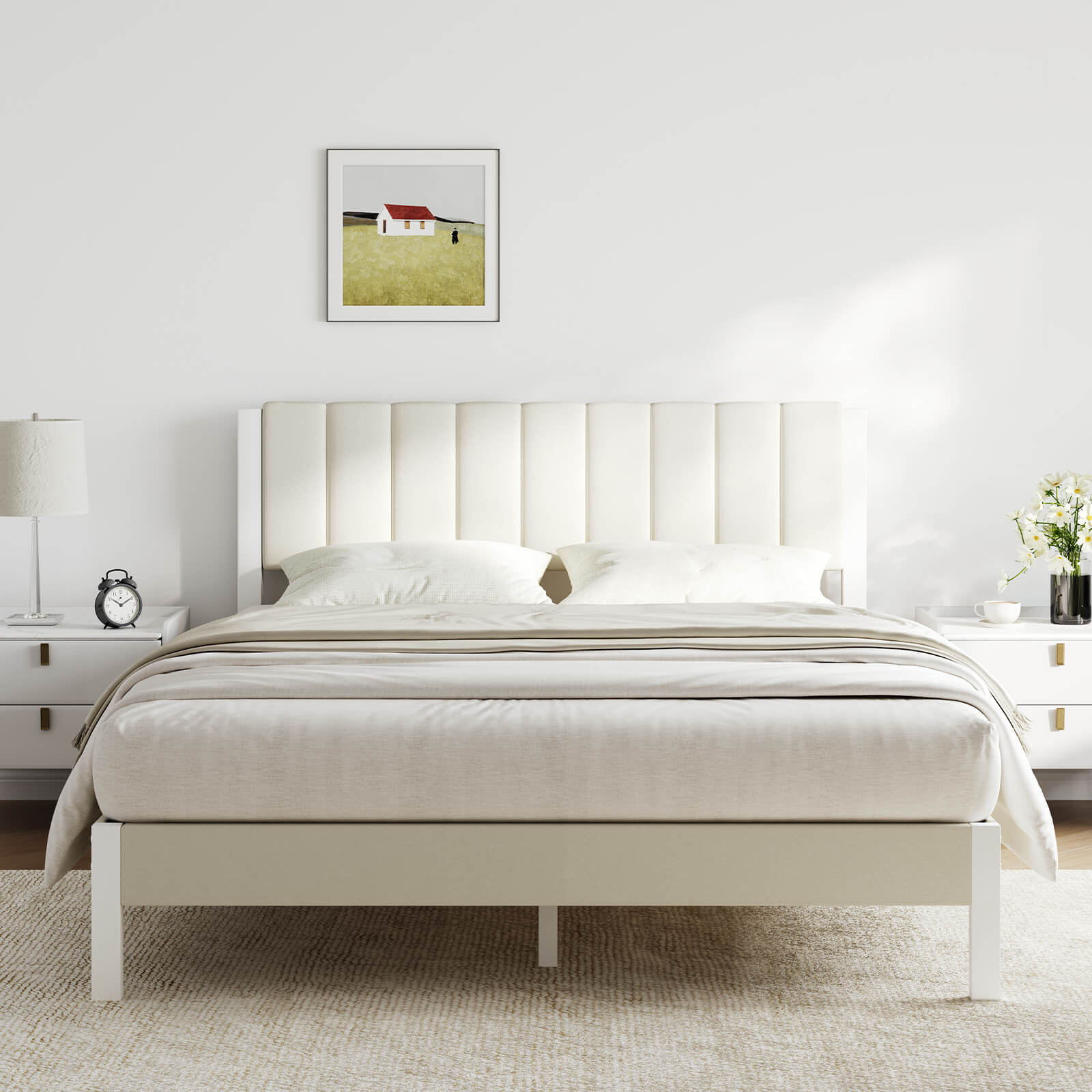 Velvet Upholstered Platform Bed Frame