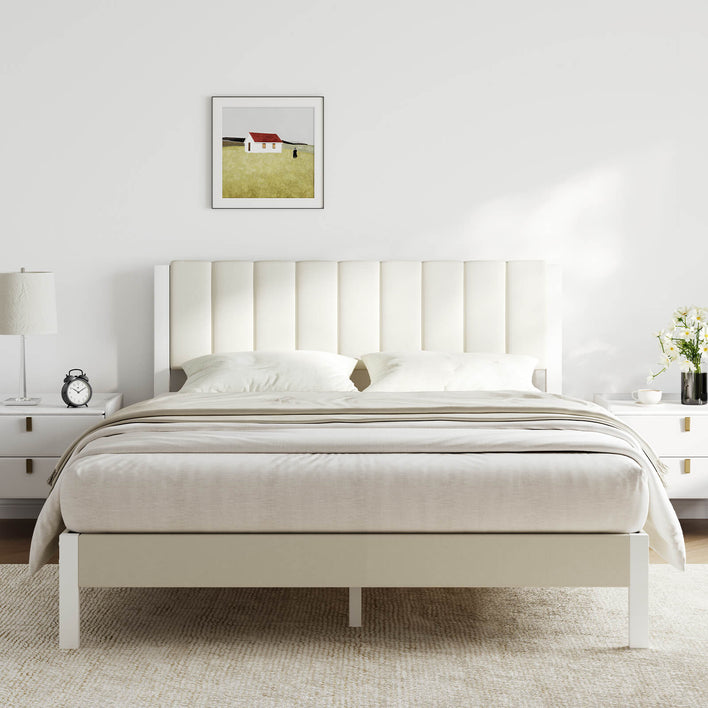 Velvet Upholstered Platform Bed Frame