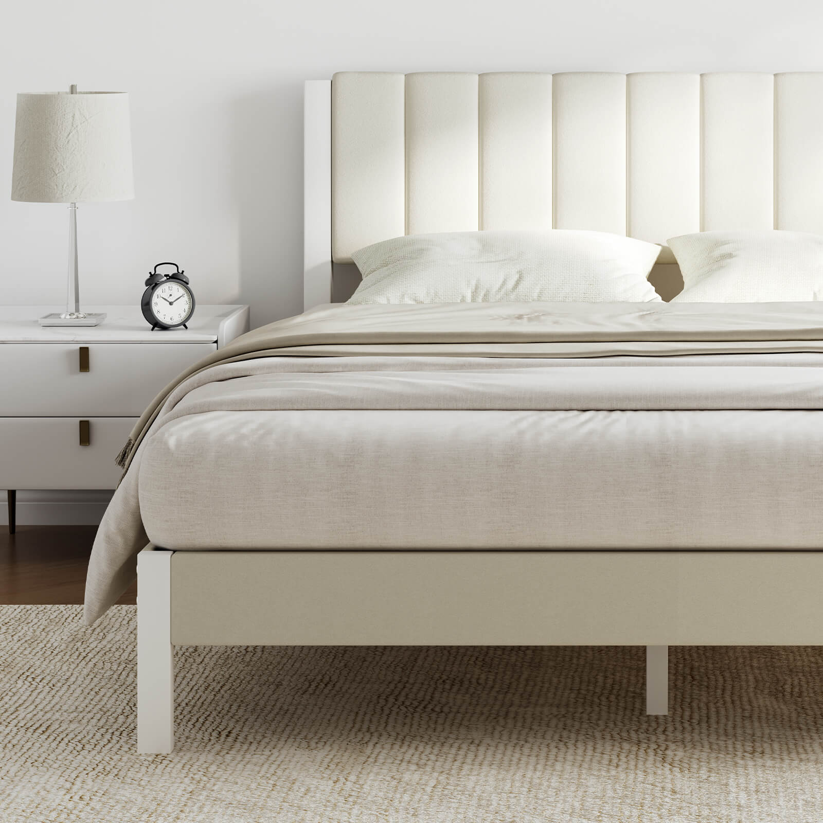 Velvet Upholstered Platform Bed Frame