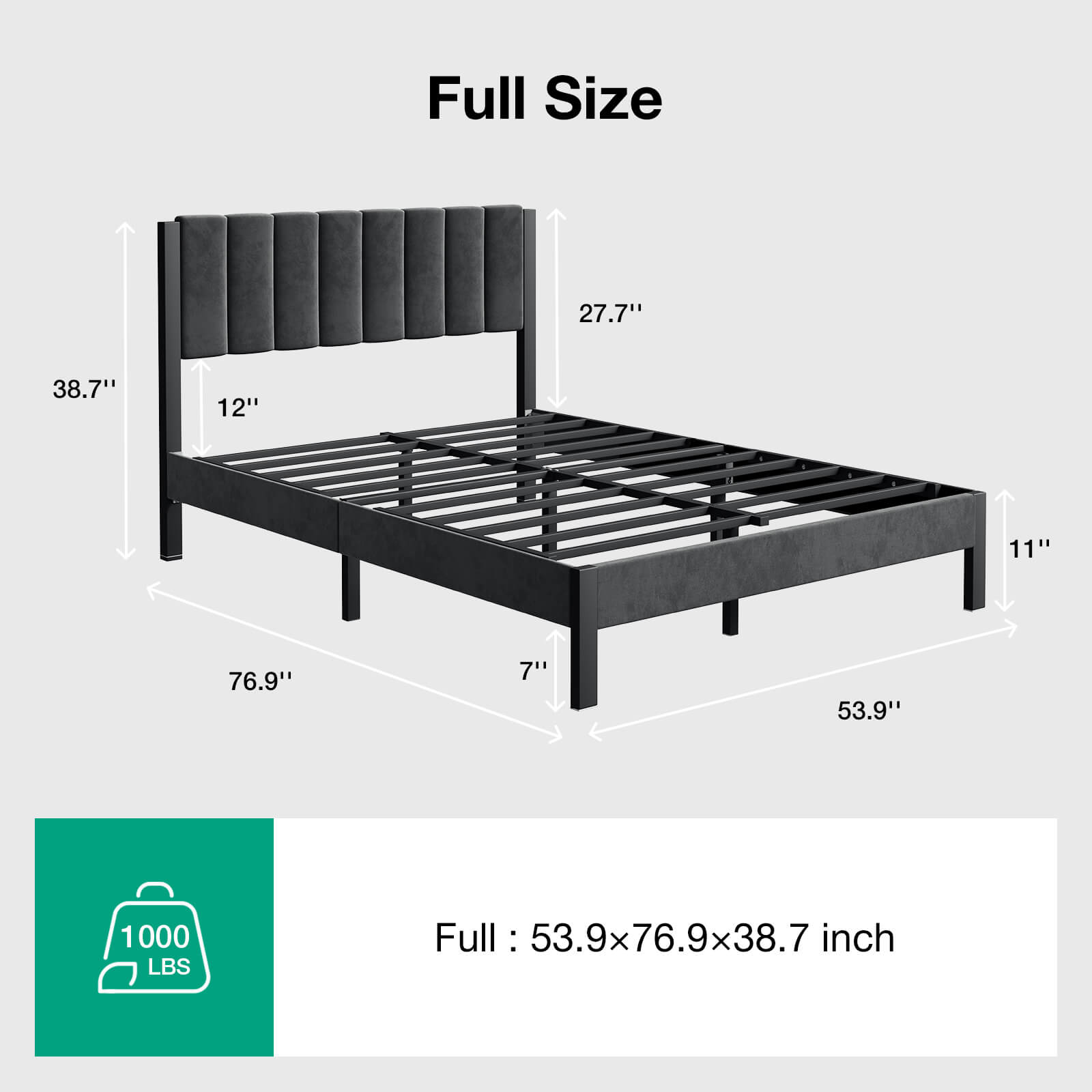 Velvet Upholstered Platform Bed Frame