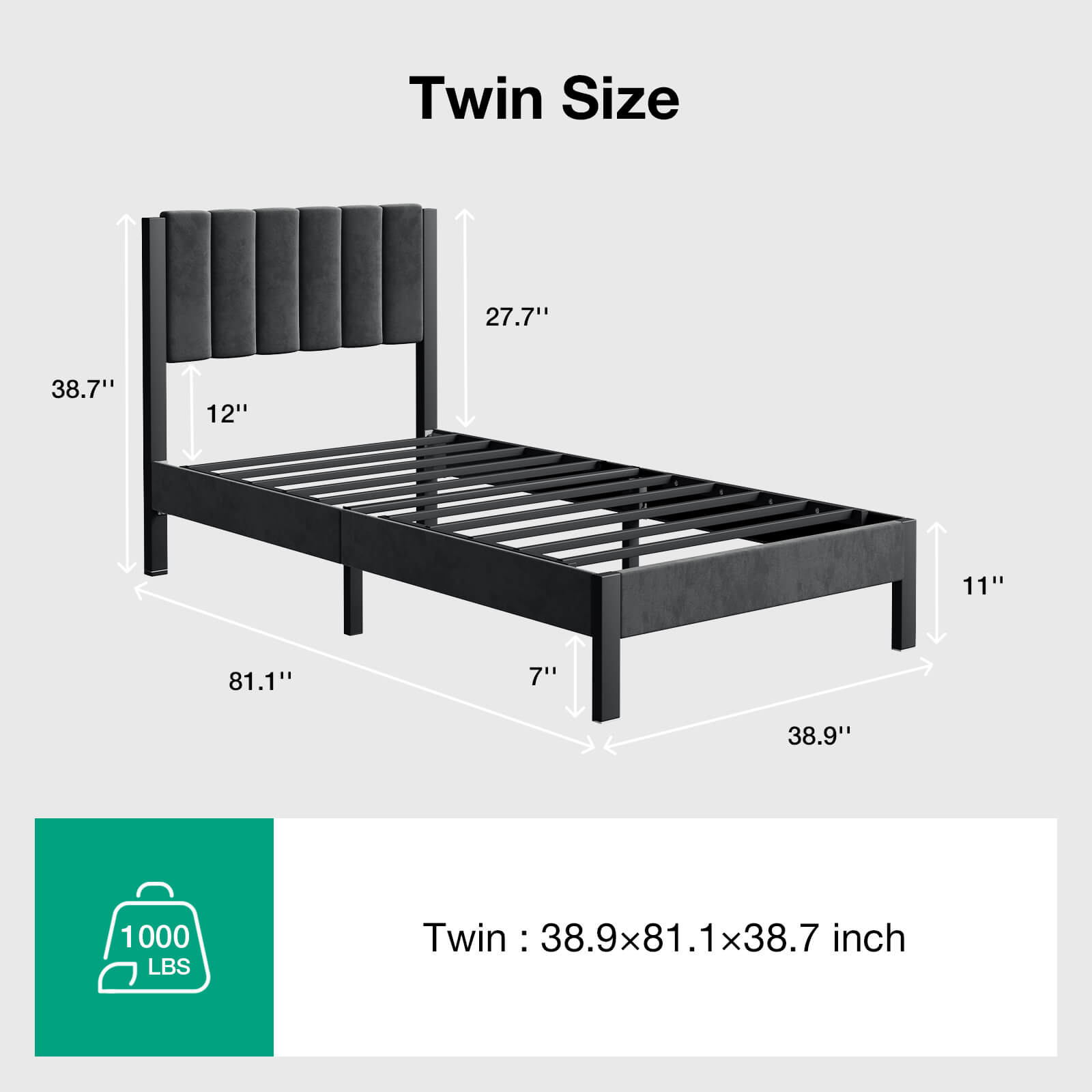 Velvet Upholstered Platform Bed Frame