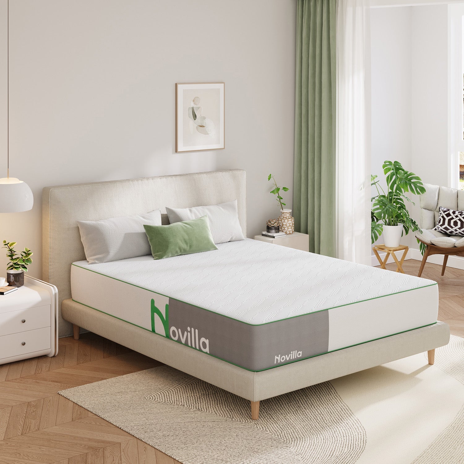 Novilla Queen Medium Hybrid 12 in. Mattress Bed-in-a-Box