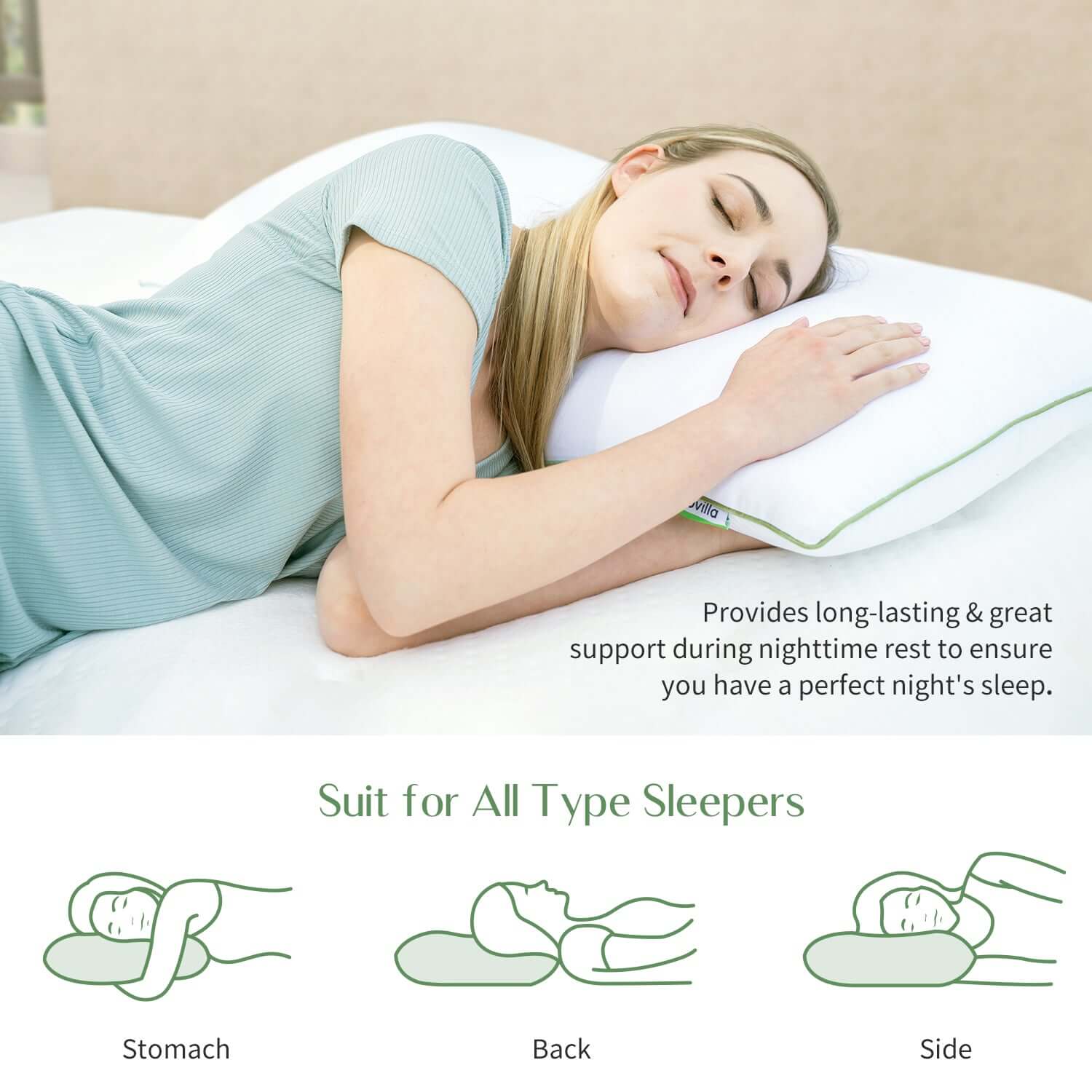 Down Alternative Stomach & Back Sleeper Pillow