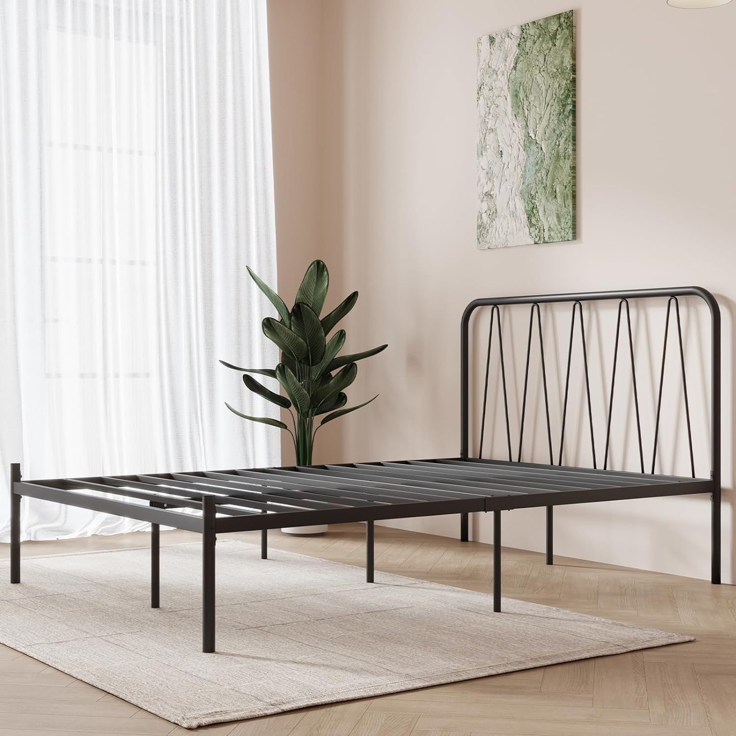 Wrought Metal Bed Frame with Headboard