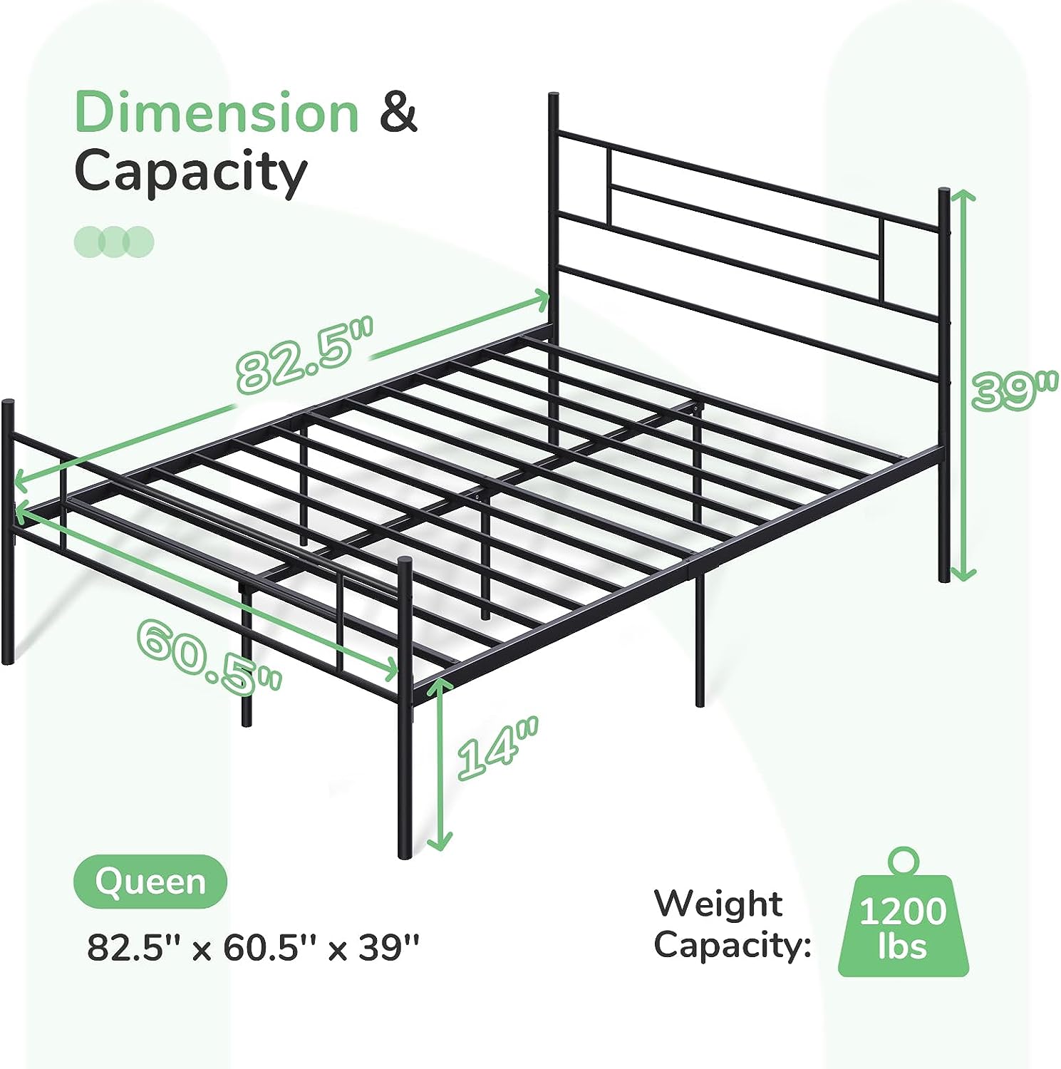 Wrought Metal Sleigh Bed Frame