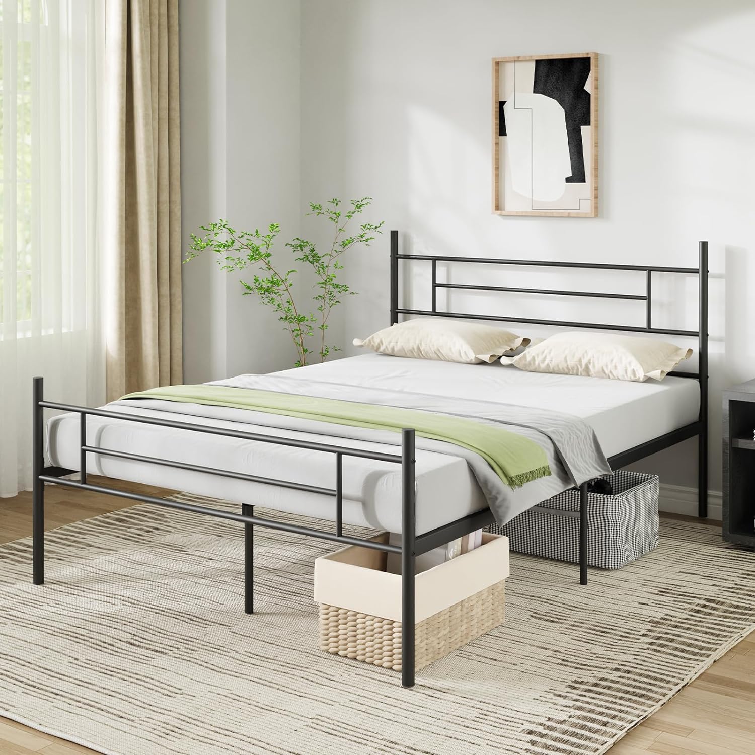 Wrought Metal Sleigh Bed Frame