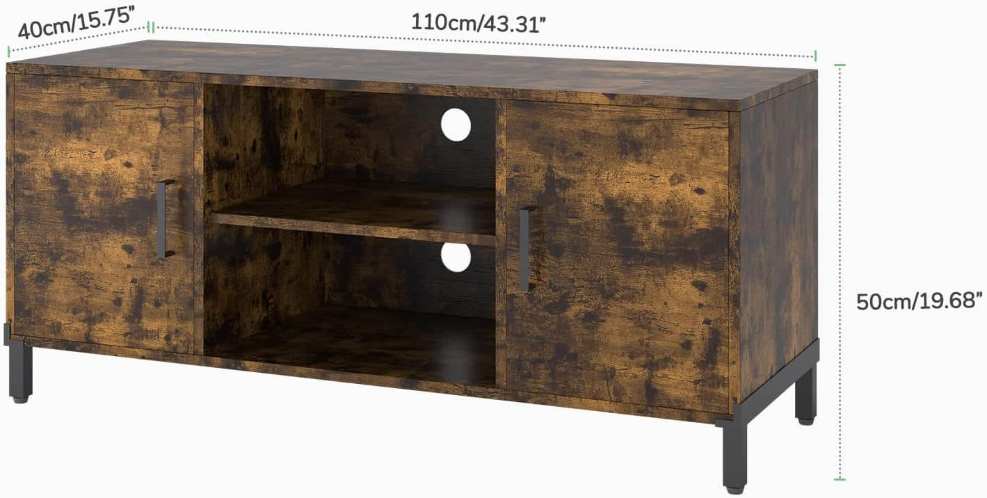 Media Console with Double-Door Dual Storage Space