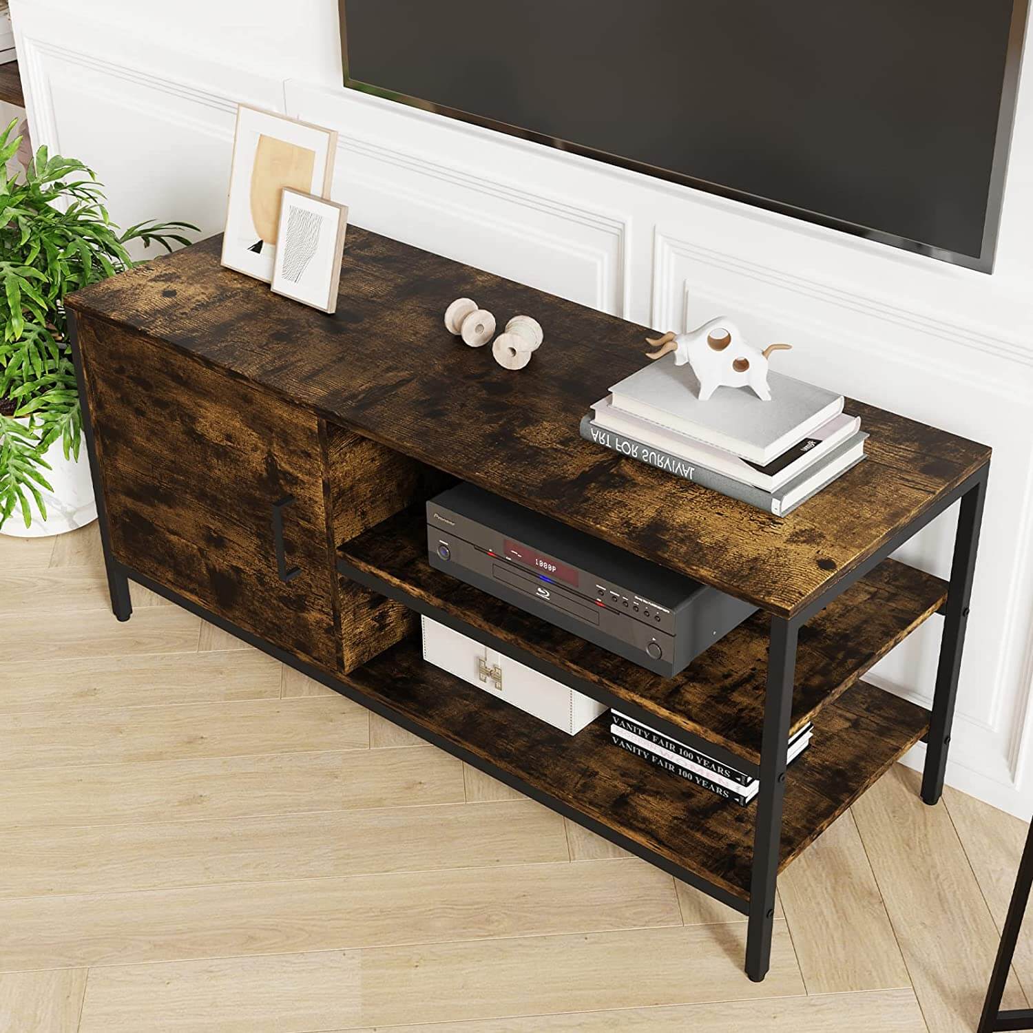 Media Console with Dual Storage Space