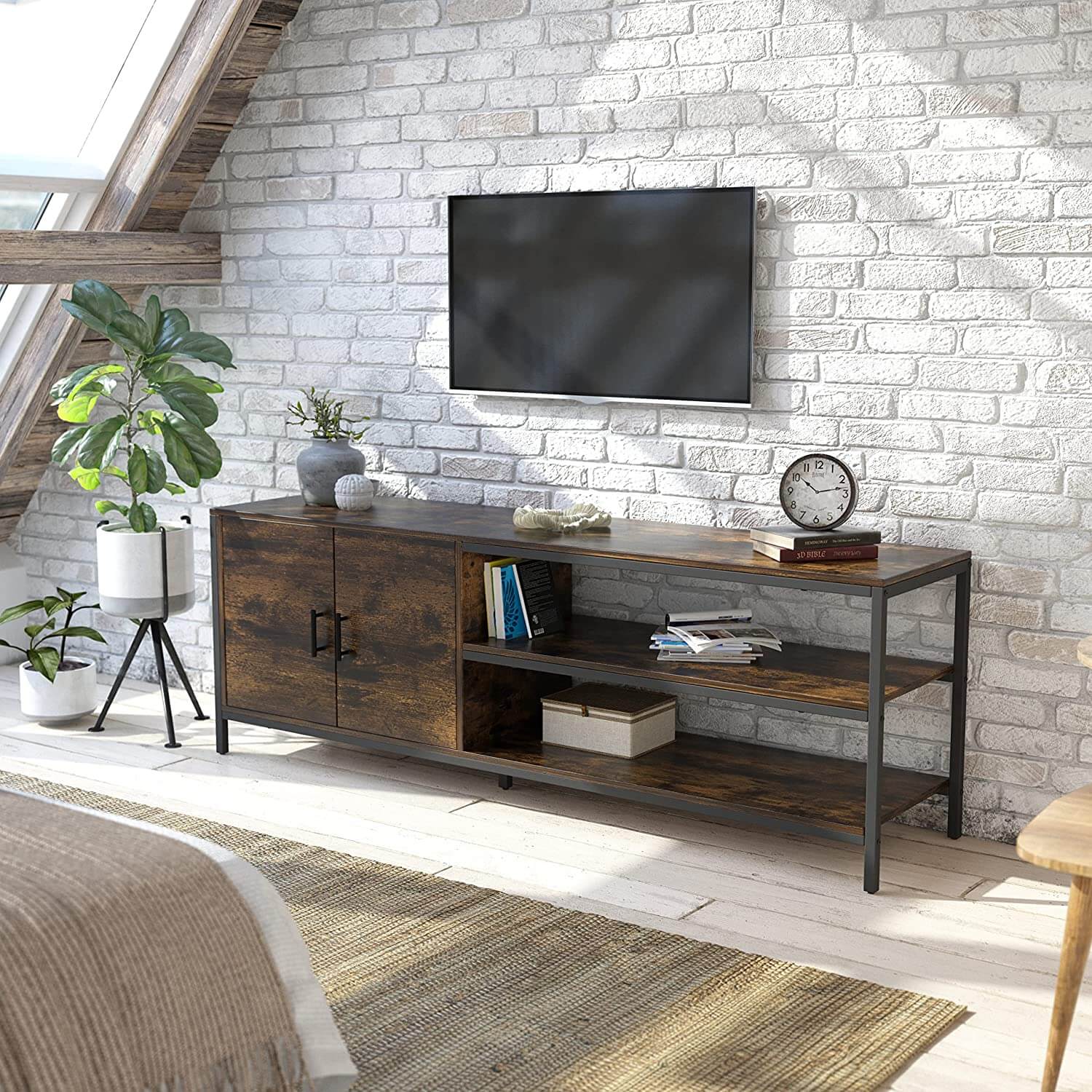 Media Console with Dual Storage Space