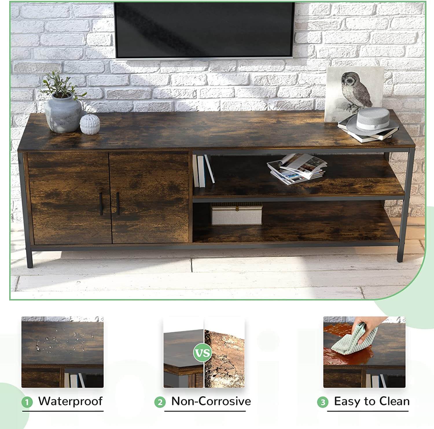 Media Console with Dual Storage Space