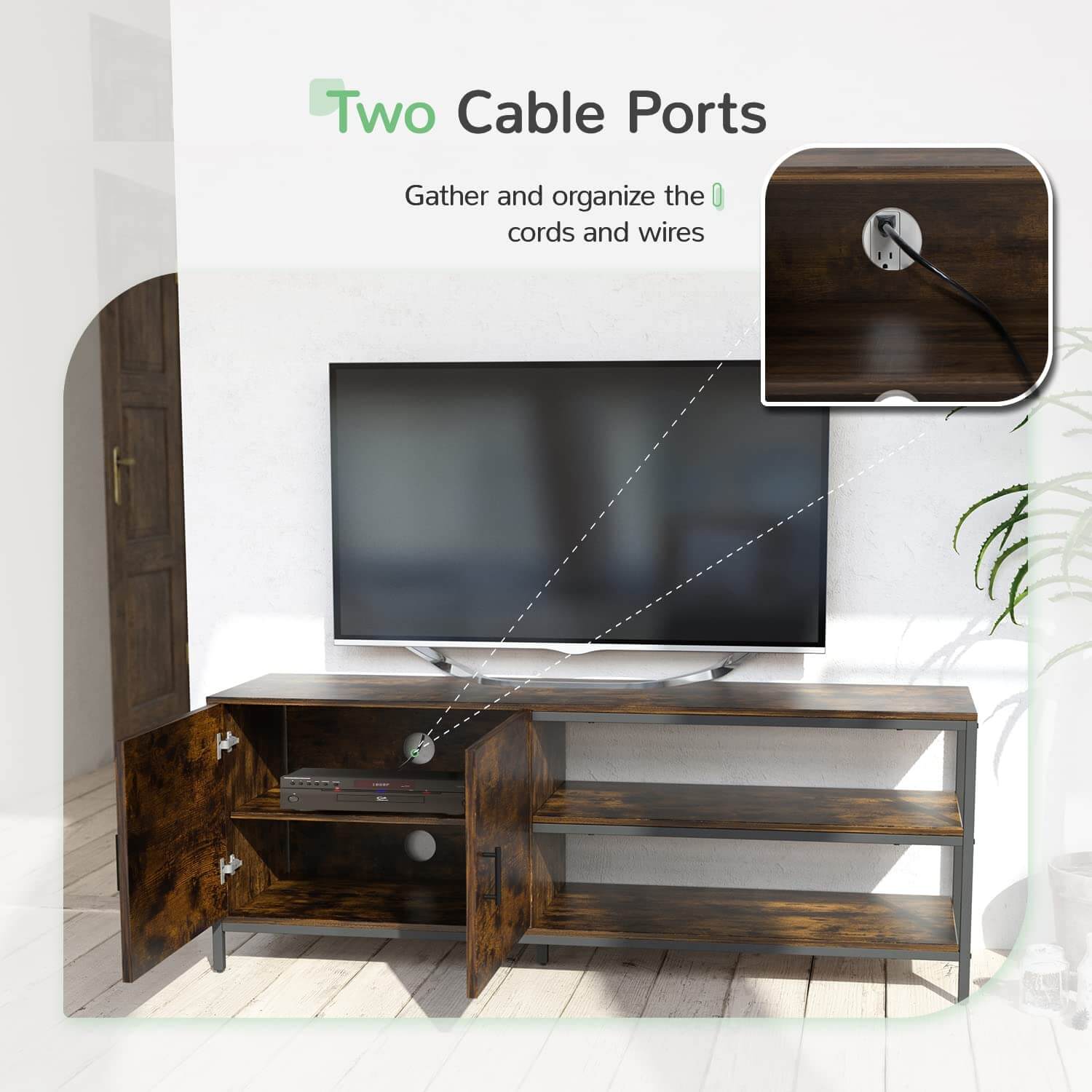 Media Console with Dual Storage Space