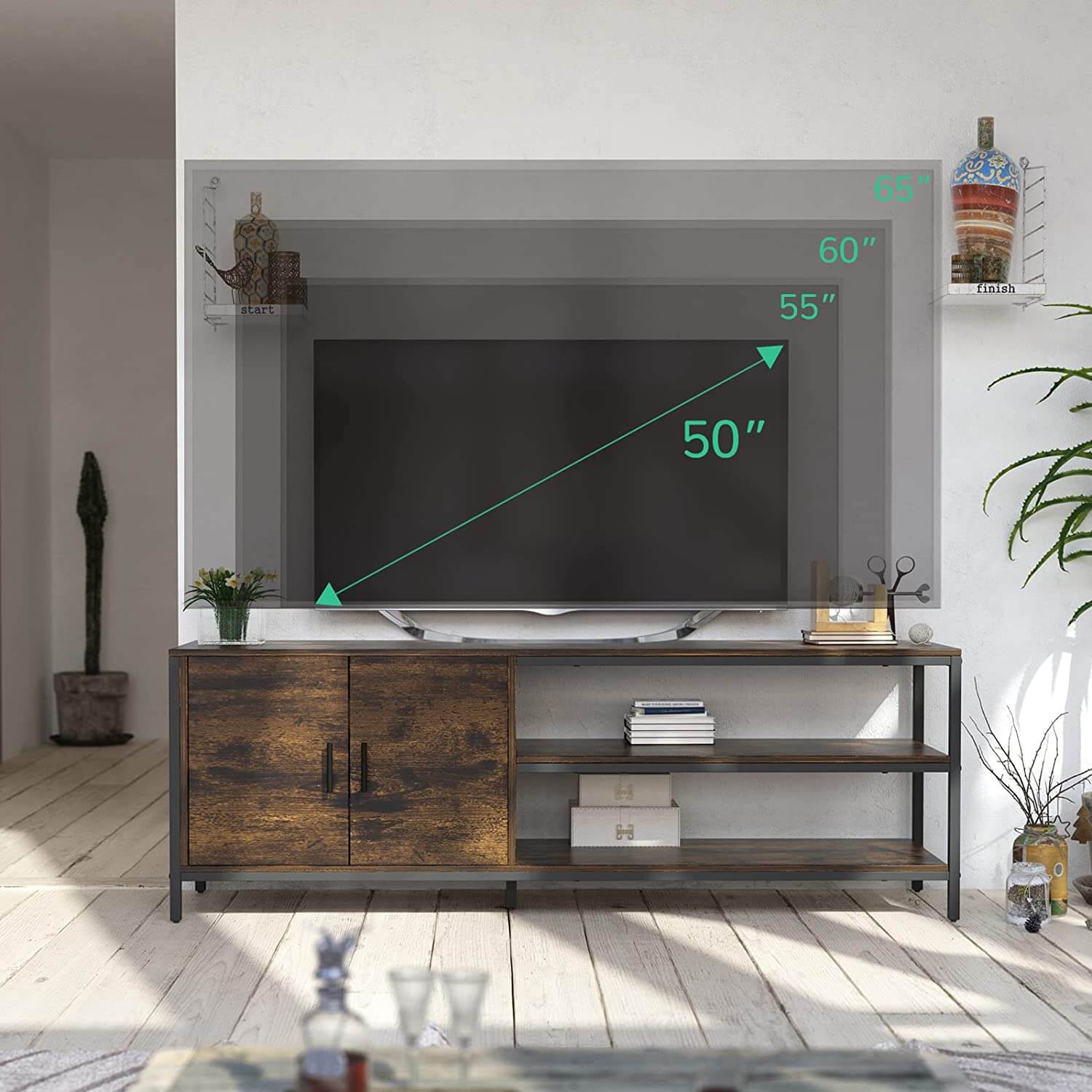 Media Console with Dual Storage Space