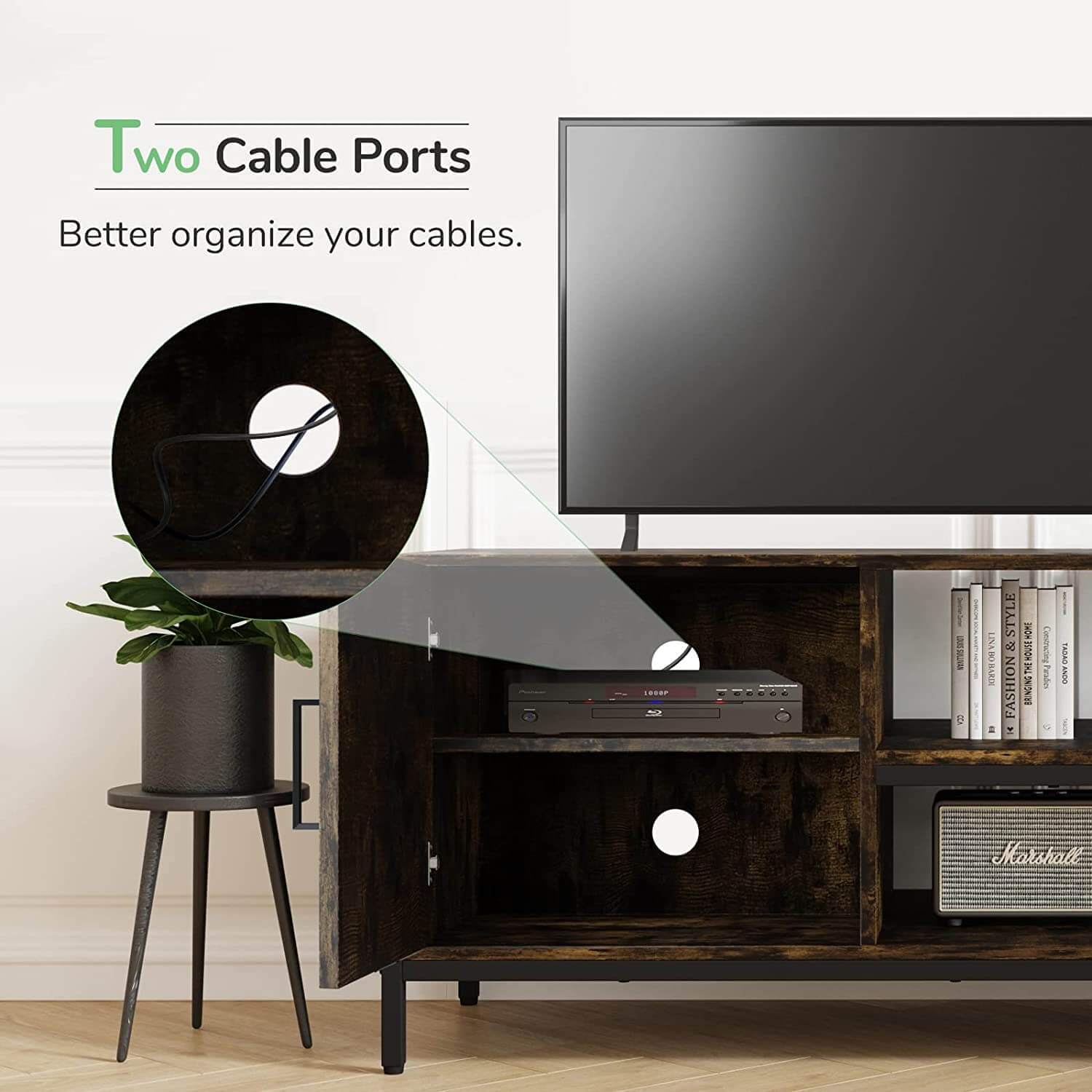Media Console with Dual Storage Space