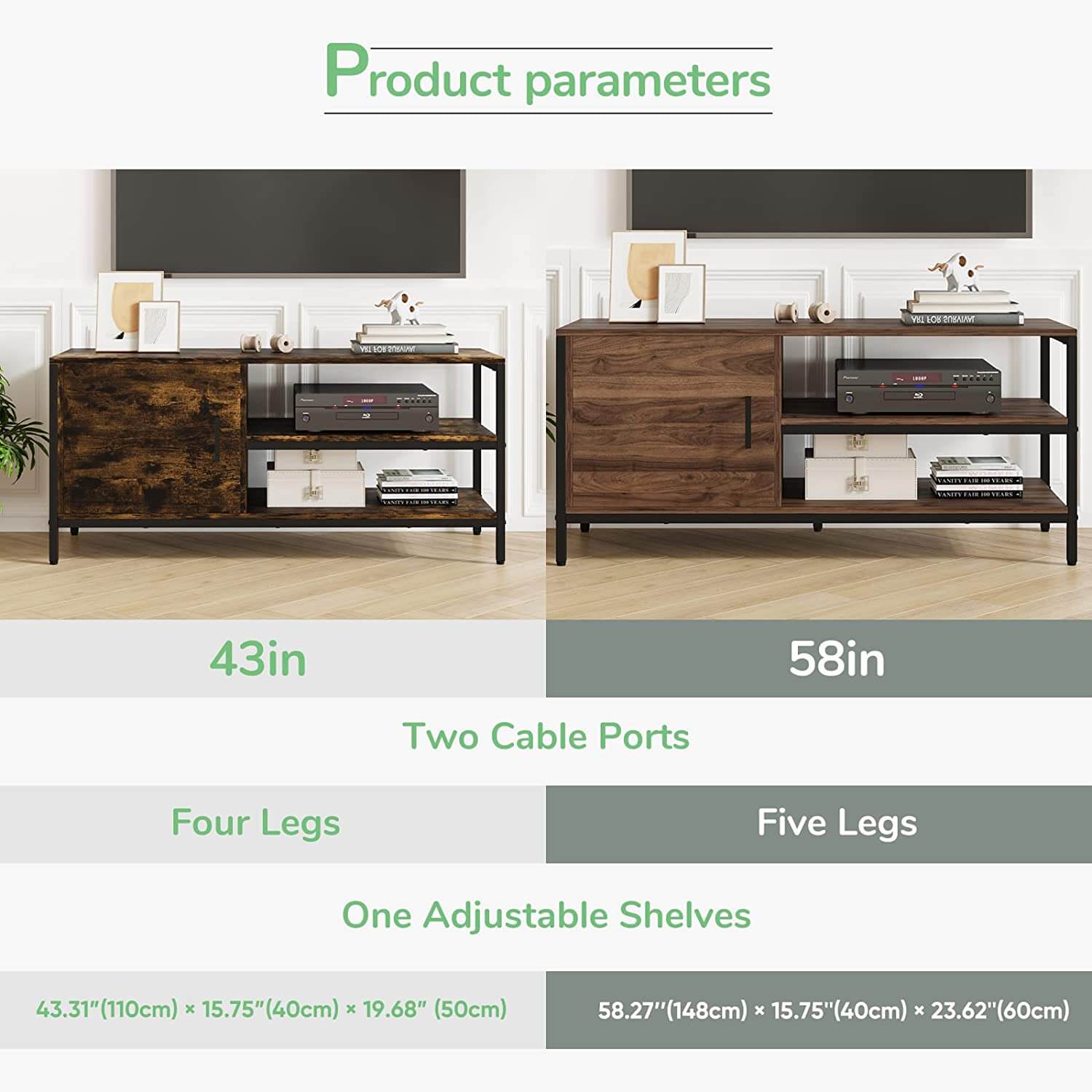 Media Console with Dual Storage Space