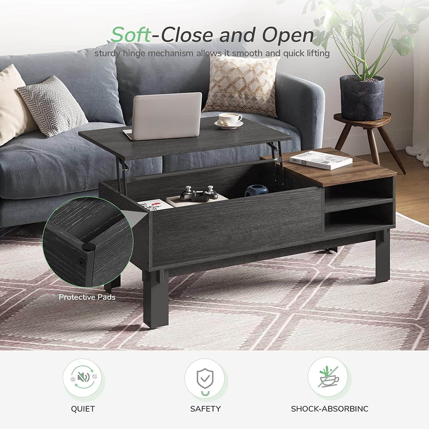 Pop-up Coffee Table with drawers