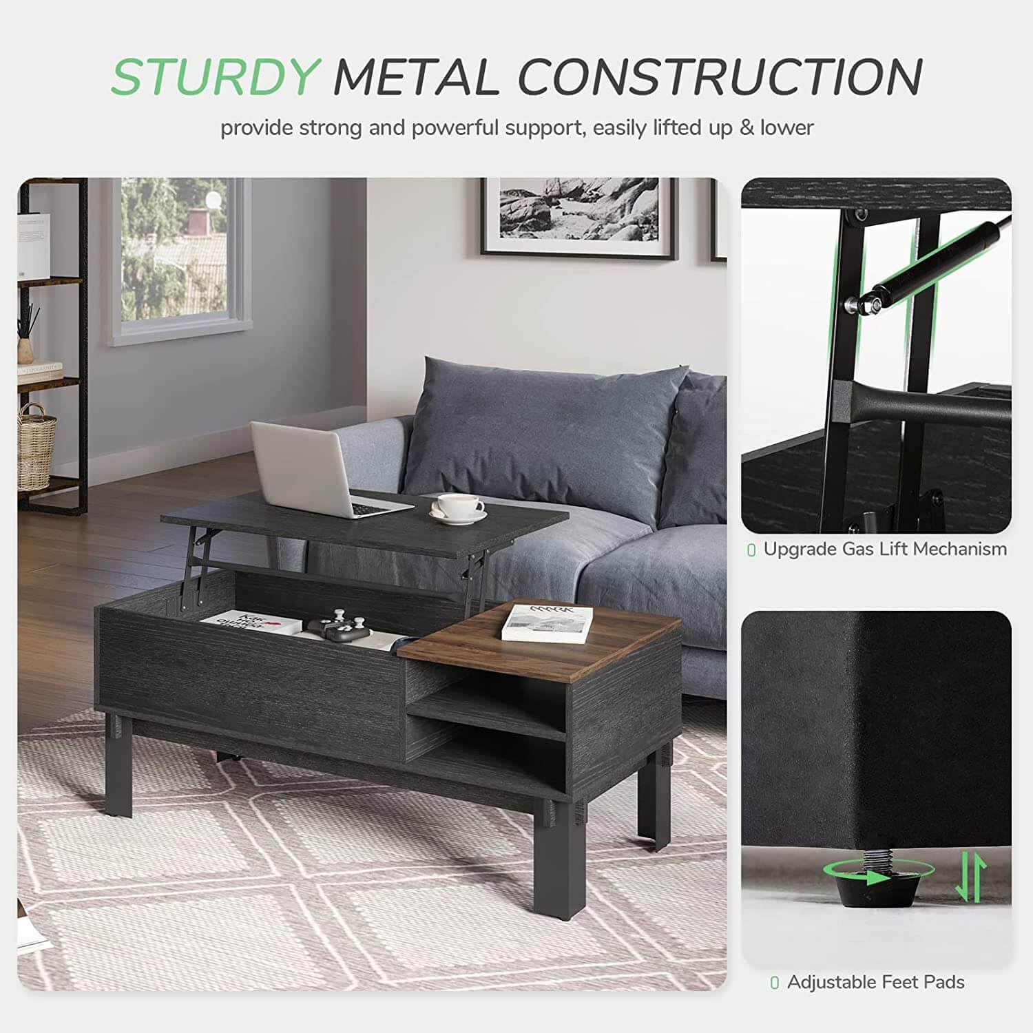 Pop-up Coffee Table with drawers