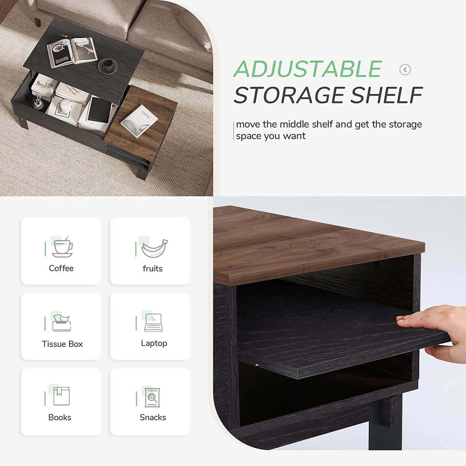 Pop-up Coffee Table with drawers
