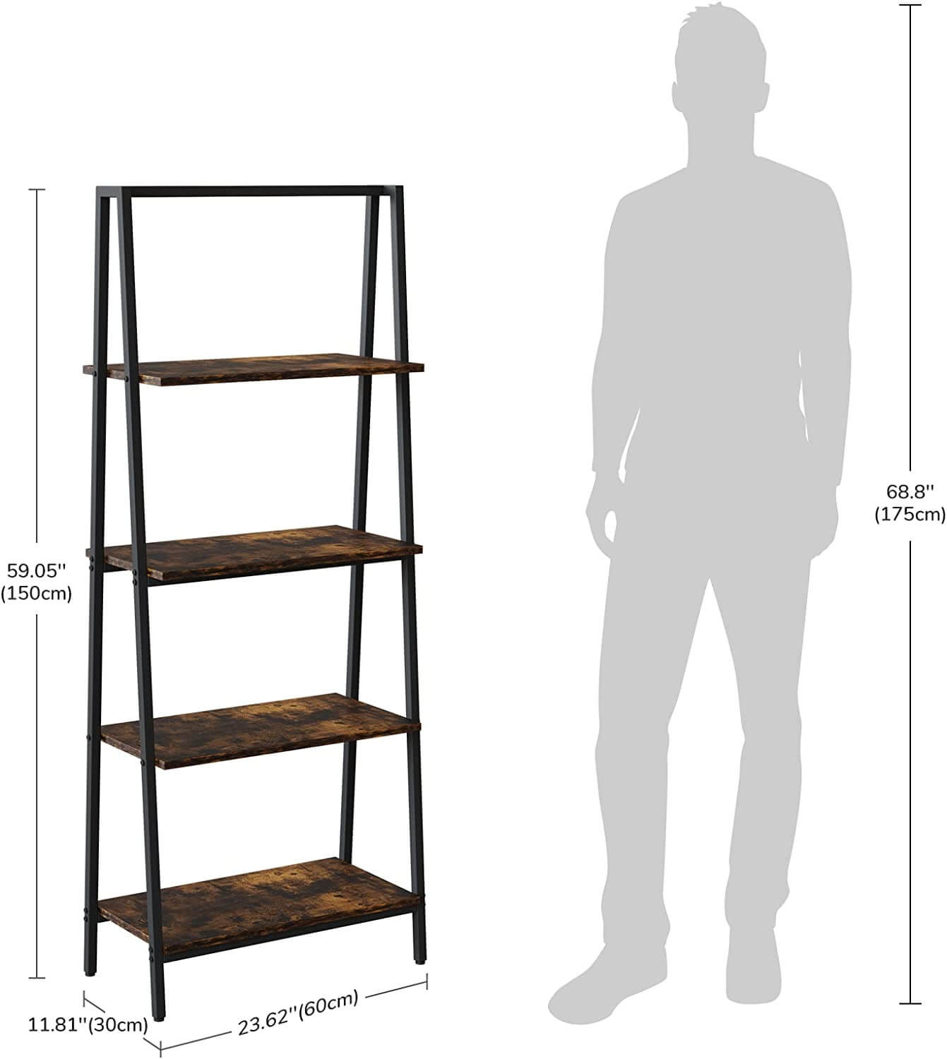 Mission Freestanding Storage Ladder 4-Tier Shelf