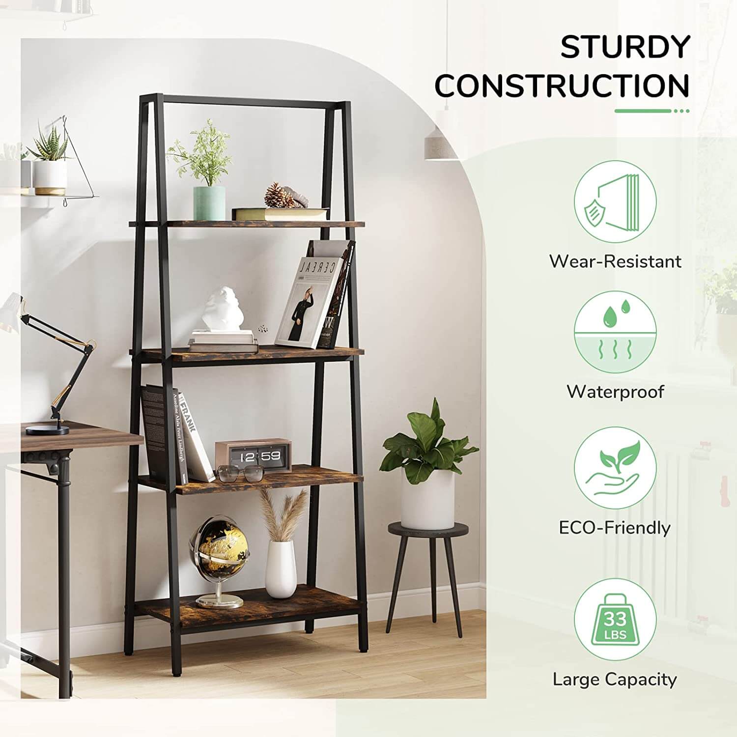 Mission Freestanding Storage Ladder 4-Tier Shelf