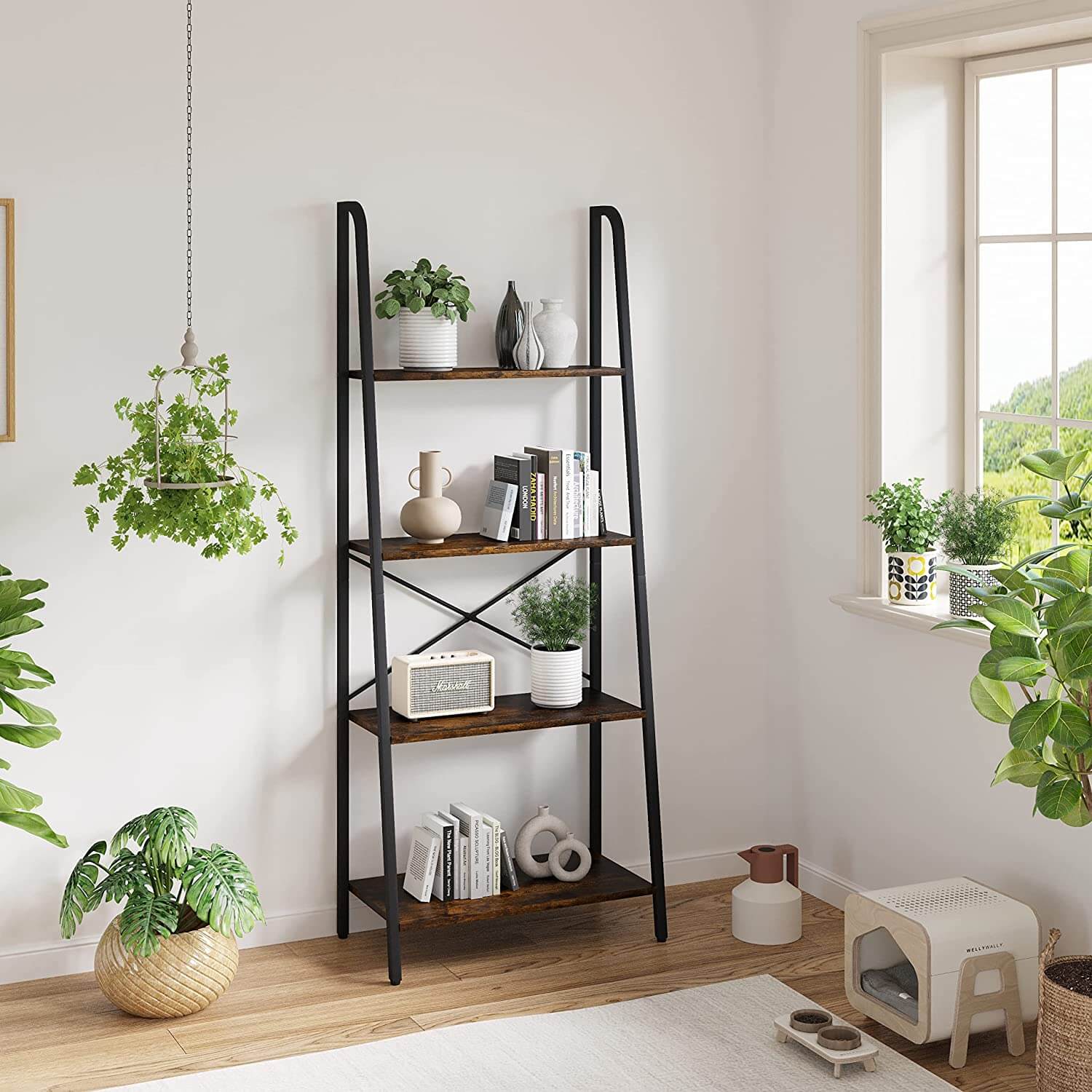 Freestanding Storage Ladder Shelves