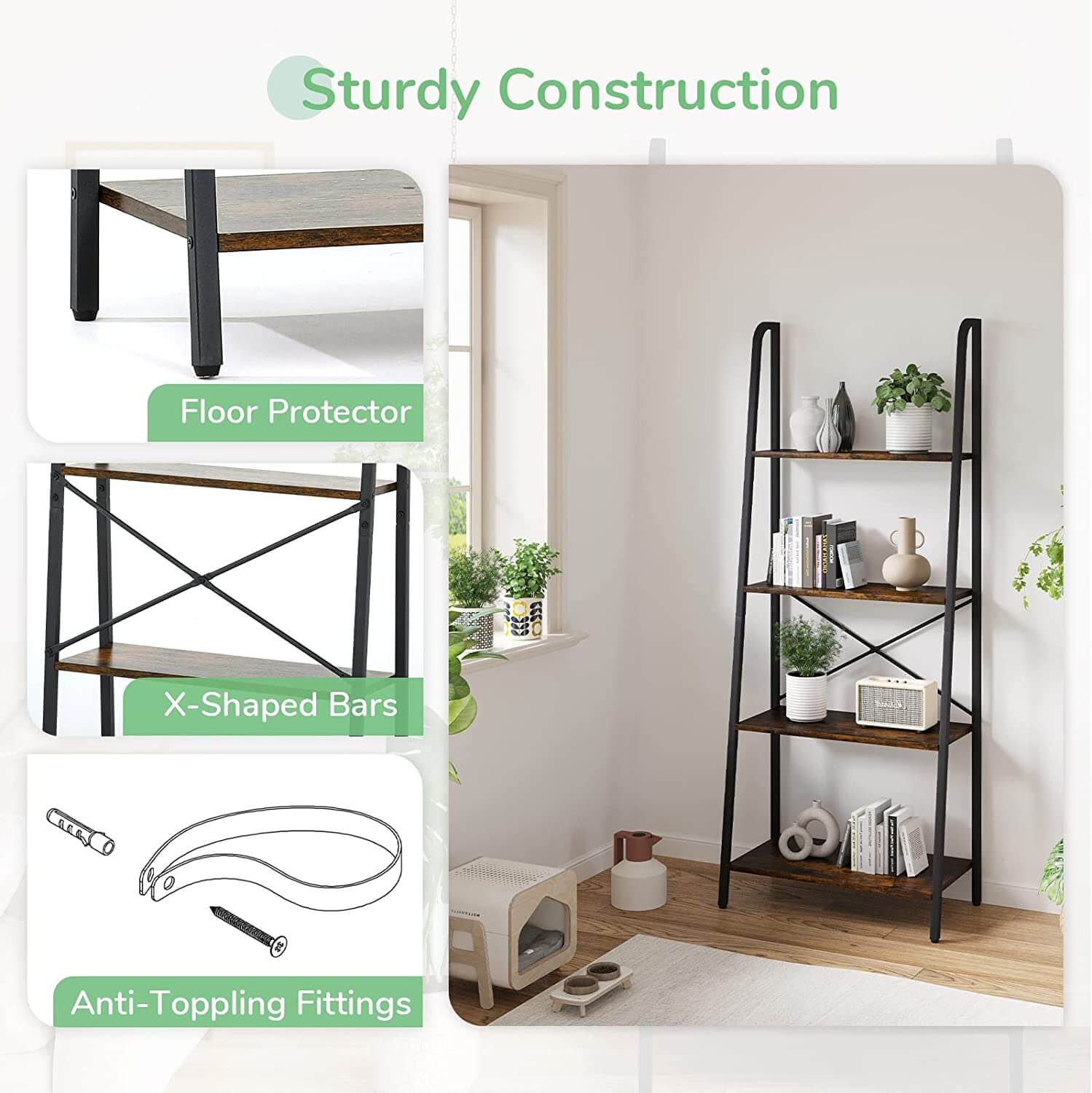 Freestanding Storage Ladder Shelves