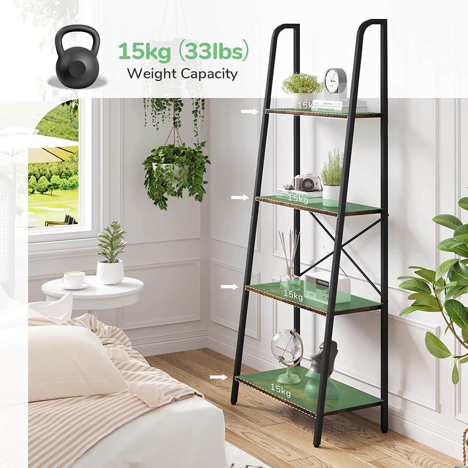 Freestanding Storage Ladder Shelves