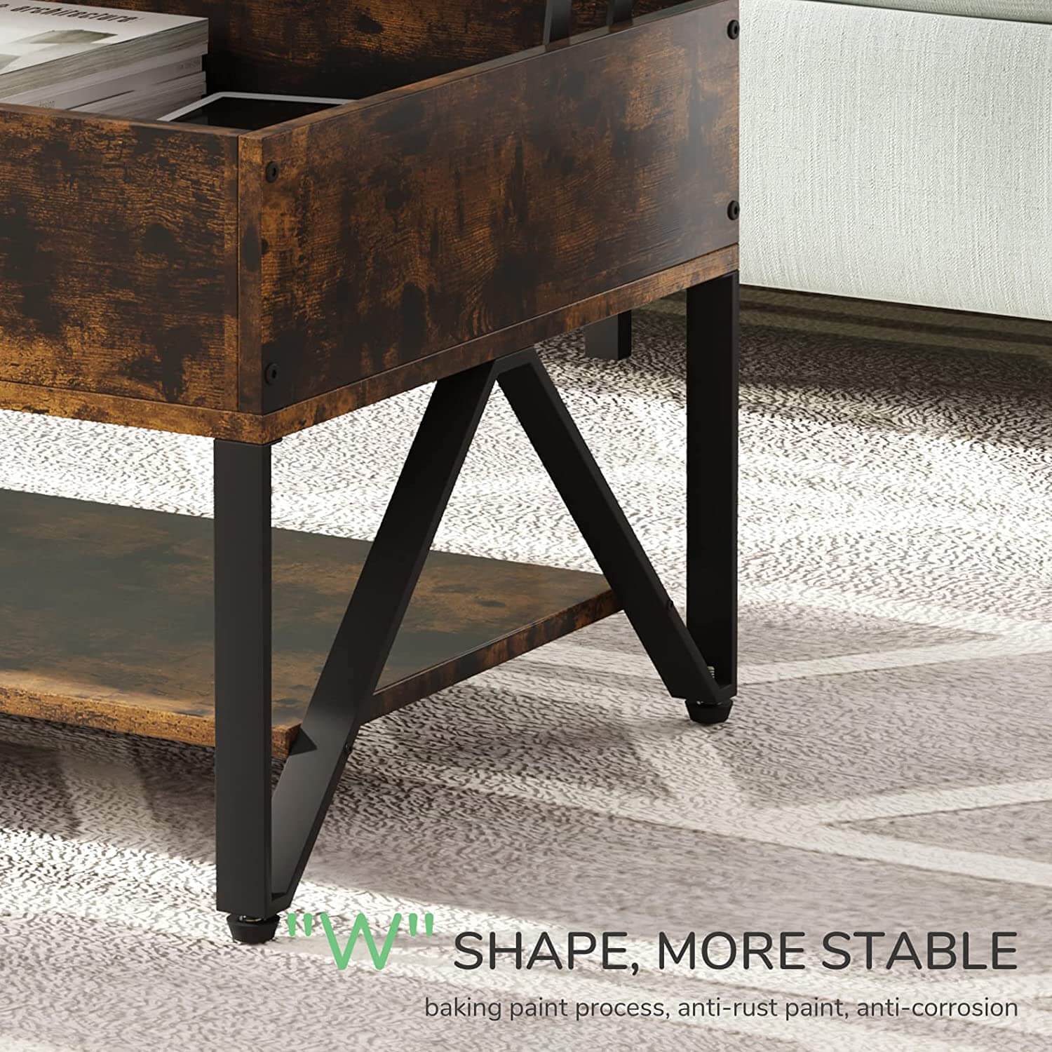 Pop-up Coffee Table with Shaped Legs